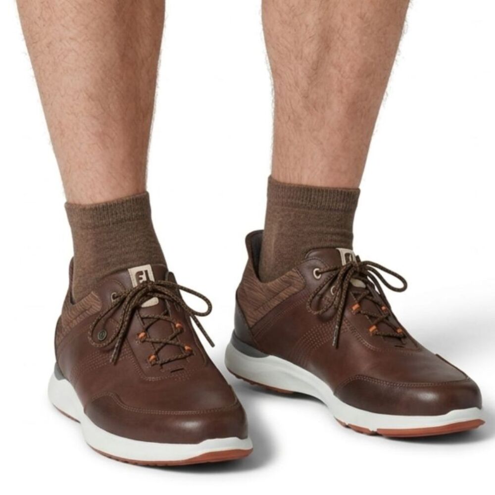FootJoy Stratos Golf Shoes Mens 11.5 Spikeless Brown White Accent Leather